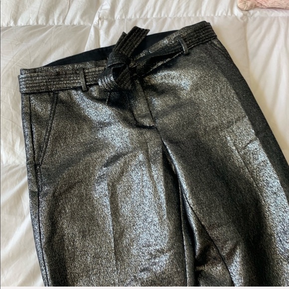 Loft | Metallic Belted Trouser Pants Size 4 - Picture 7 of 7